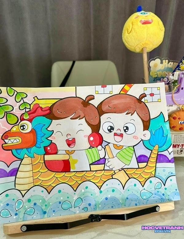 tranh phong cảnh đua thuyền