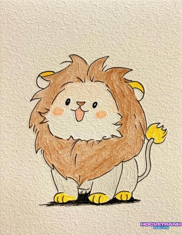 tranh sư tử màu sáp