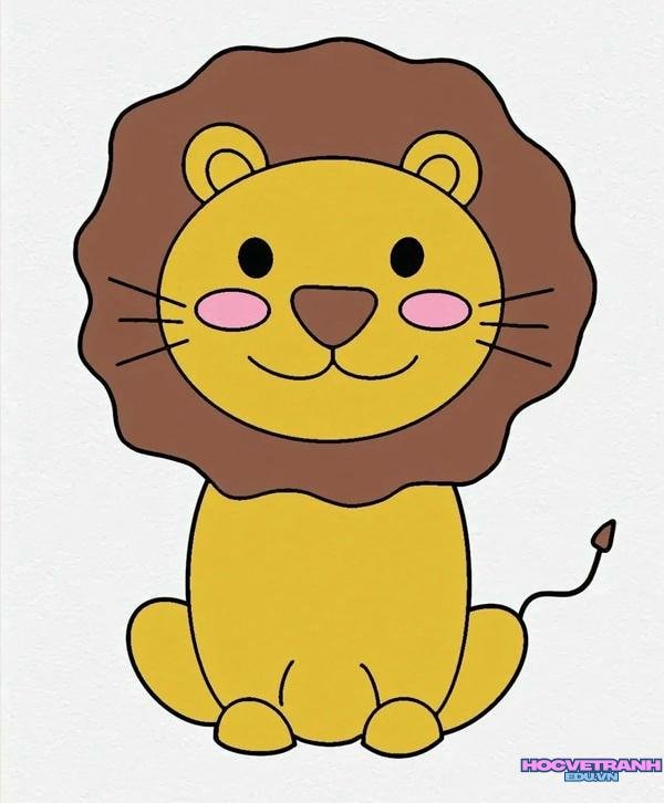 tranh sư tử oai vệ màu vàng