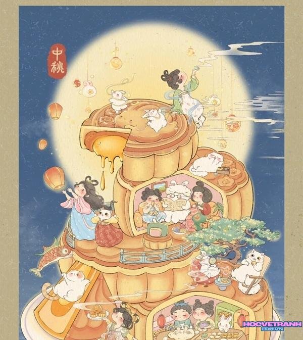 tranh sum họp đêm rằm