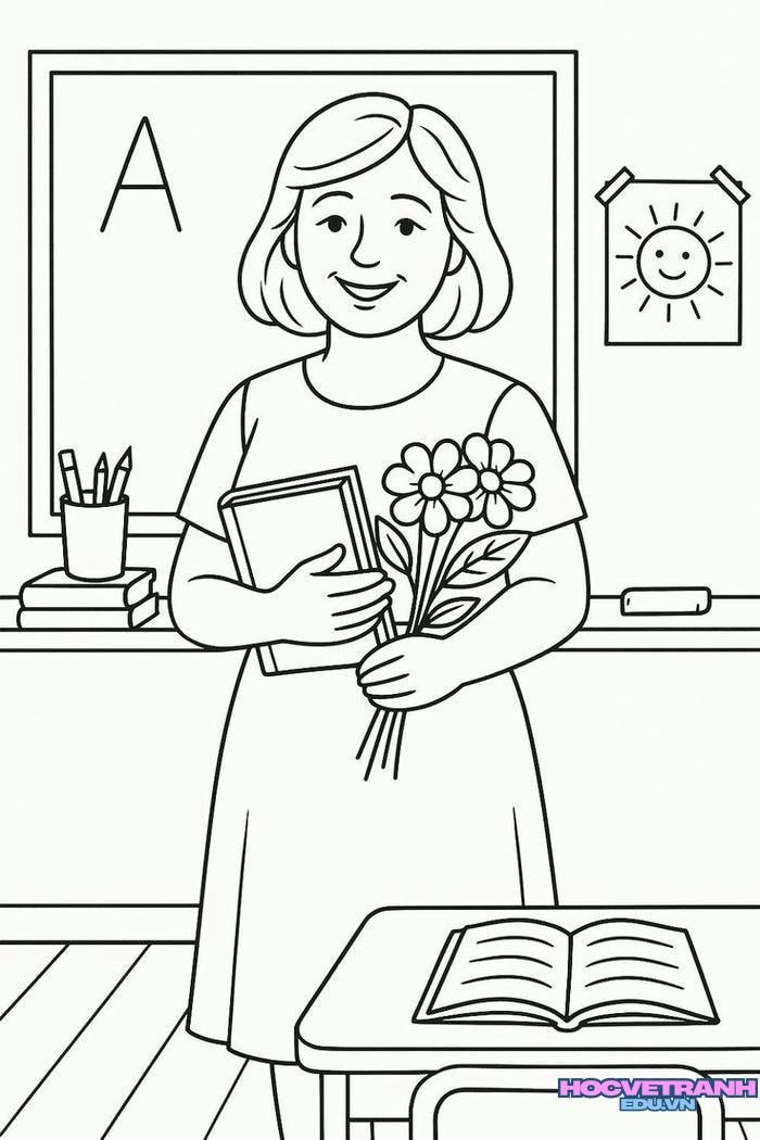 tranh tô màu 20 11 teacher day cực đẹp