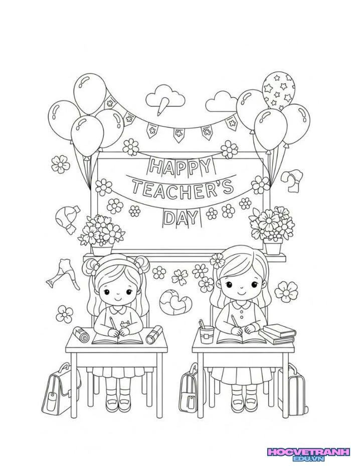 tranh tô màu 20 11 teacher day siêu đẹp