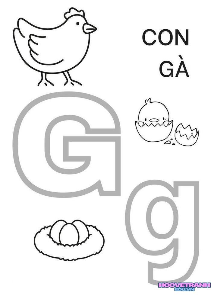 tranh tô màu 29 chữ cái tiếng việt g