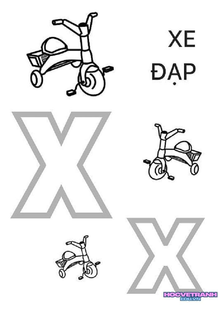 tranh tô màu 29 chữ cái tiếng việt x