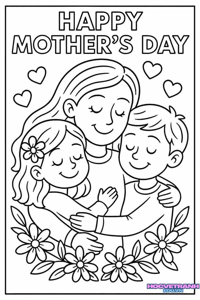 tranh tô màu 8 3 mẹ
