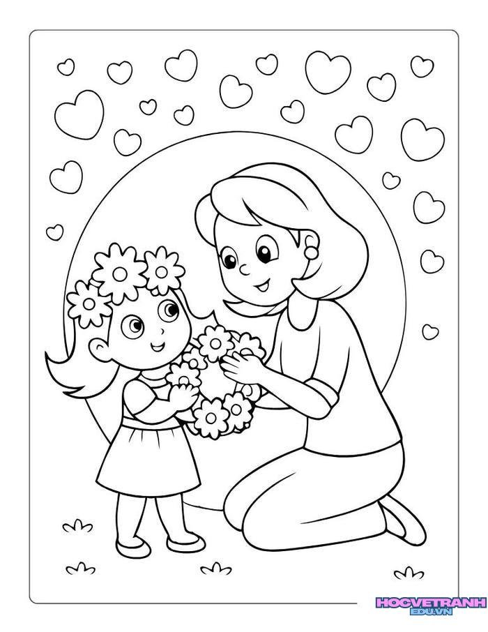 tranh tô màu 8 3 mother