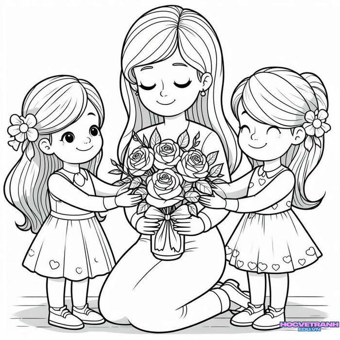 tranh tô màu 8 3 xinh cute