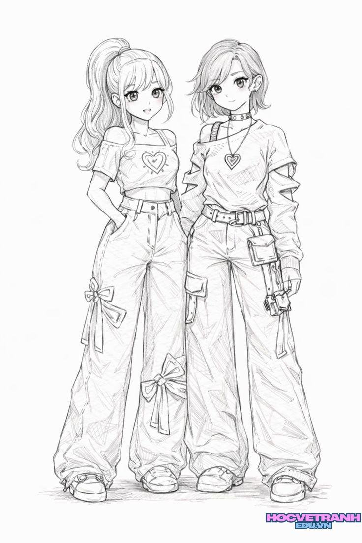 tranh tô màu anime chibi cute