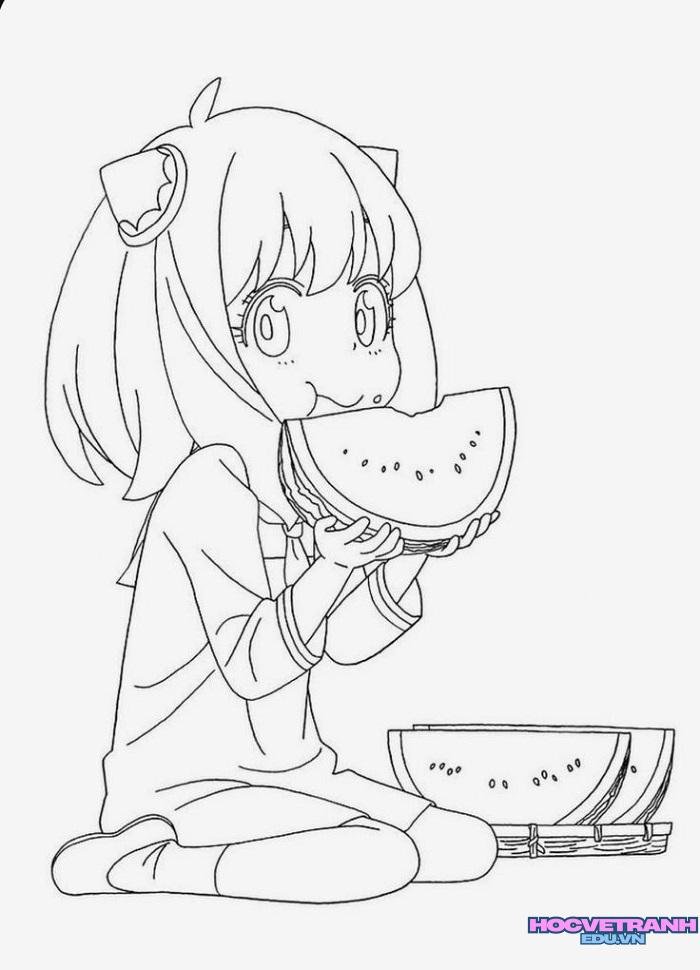 tranh tô màu anime cute