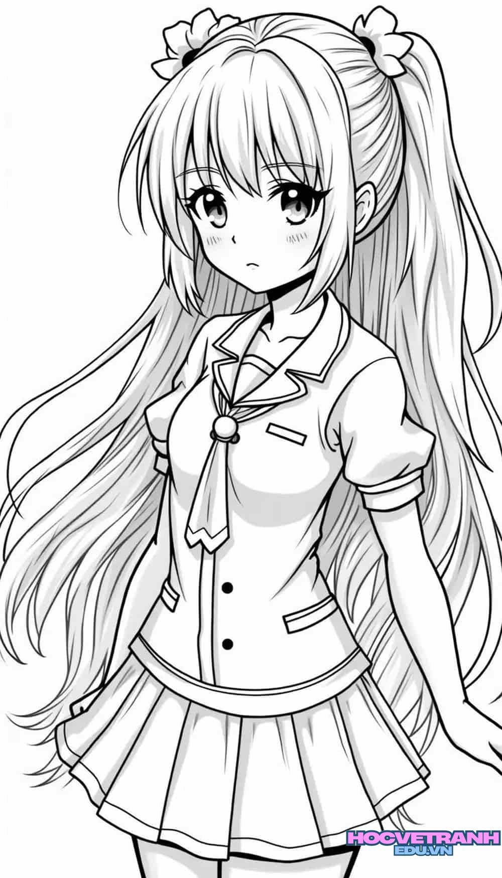 tranh tô màu anime đơn giản