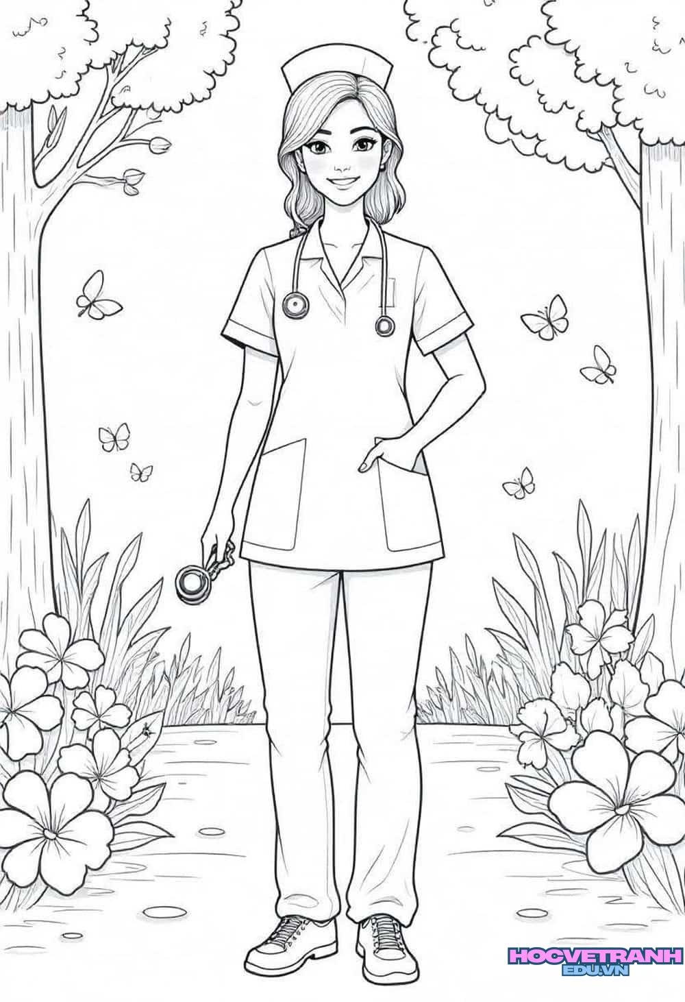 tranh tô màu bác sĩ