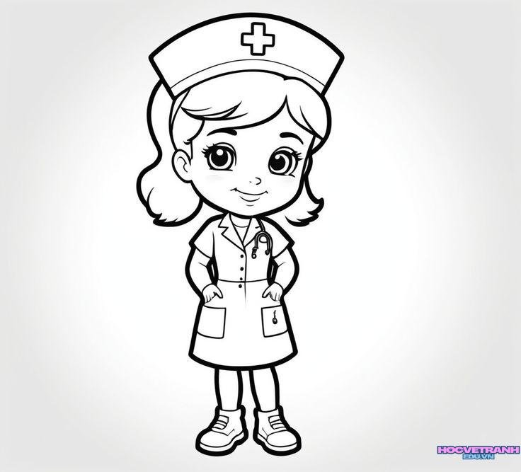 tranh tô màu bác sĩ chăm sóc