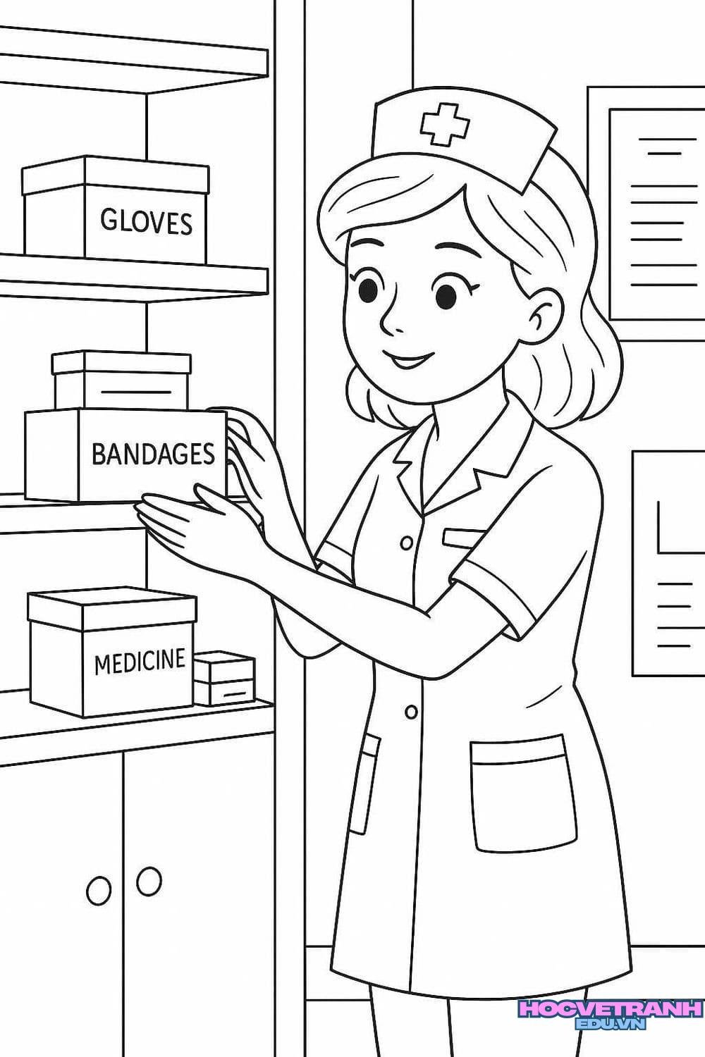 tranh tô màu bác sĩ cho bé