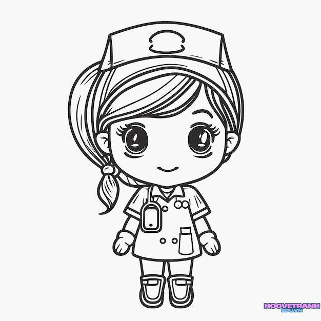 tranh tô màu bác sĩ đơn giản