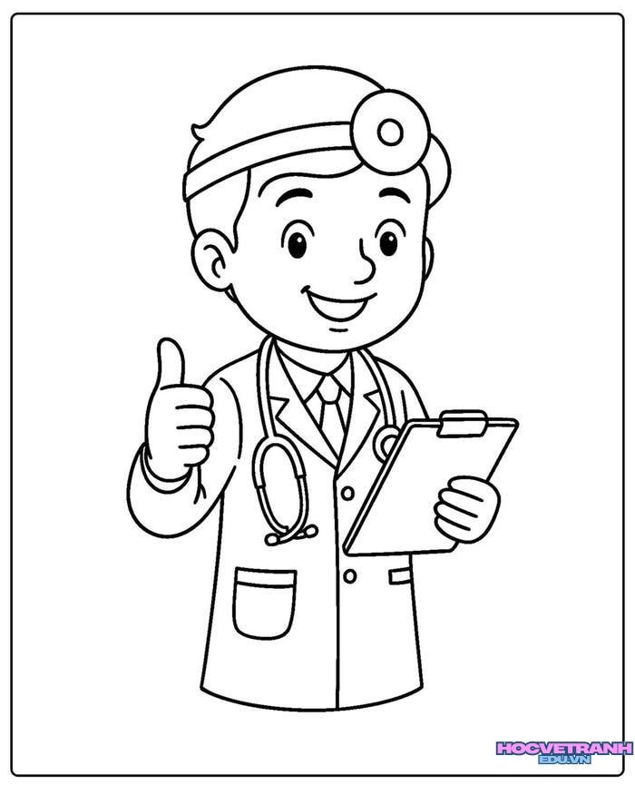tranh tô màu bác sĩ nam