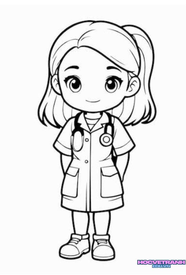 tranh tô màu bác sĩ vui nhộn
