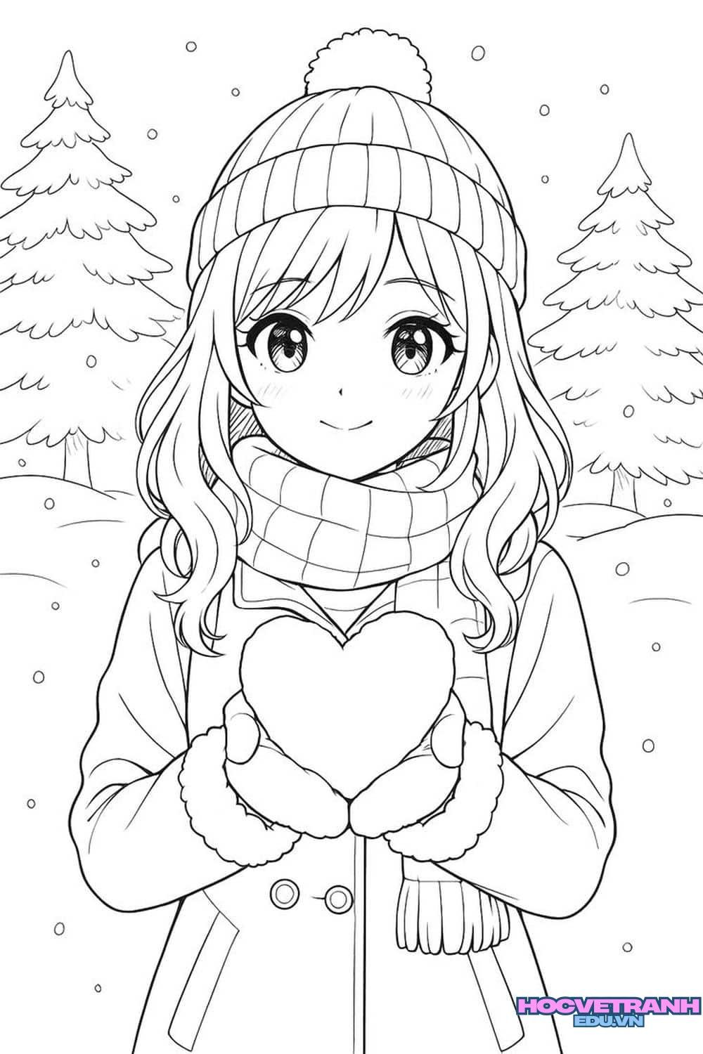 tranh tô màu bạn gái đẹp