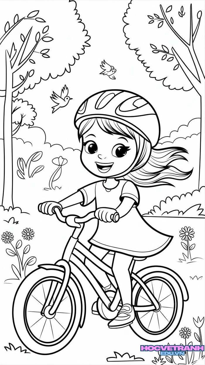 tranh tô màu bạn gái siêu đáng yêu