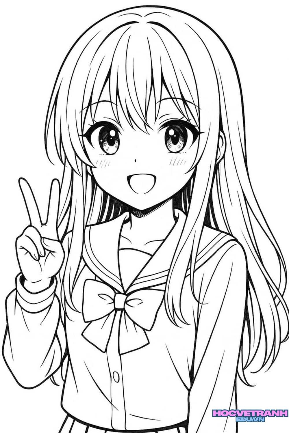 tranh tô màu bạn gái vui nhộn