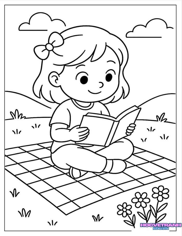 tranh tô màu bạn gái xinh nhất