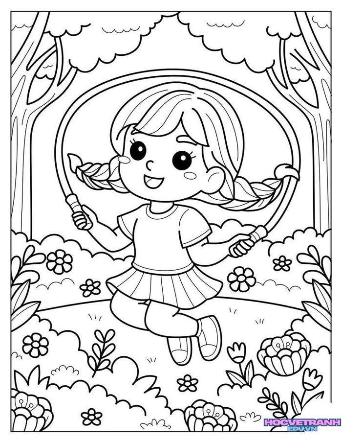 tranh tô màu bạn gái xinh