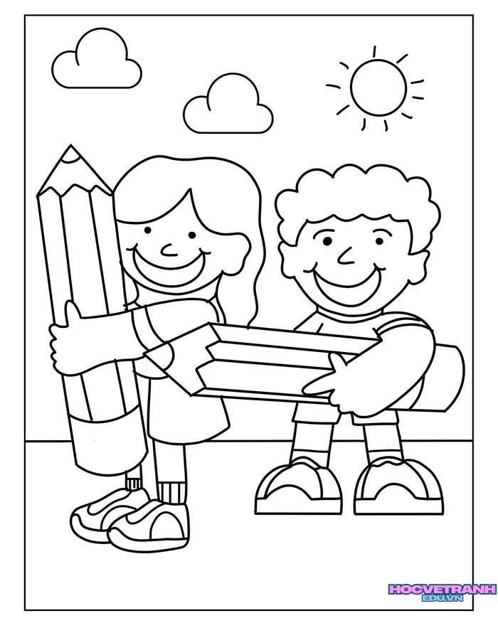 tranh tô màu bạn trai bạn gái cực xinh