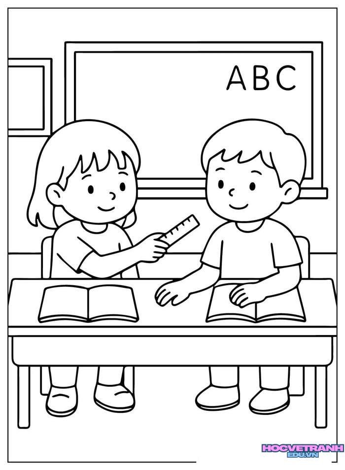 tranh tô màu bạn trai bạn gái cute nhất