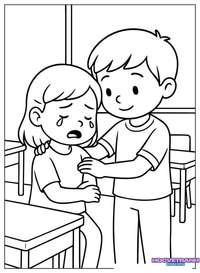 tranh tô màu bạn trai bạn gái cute