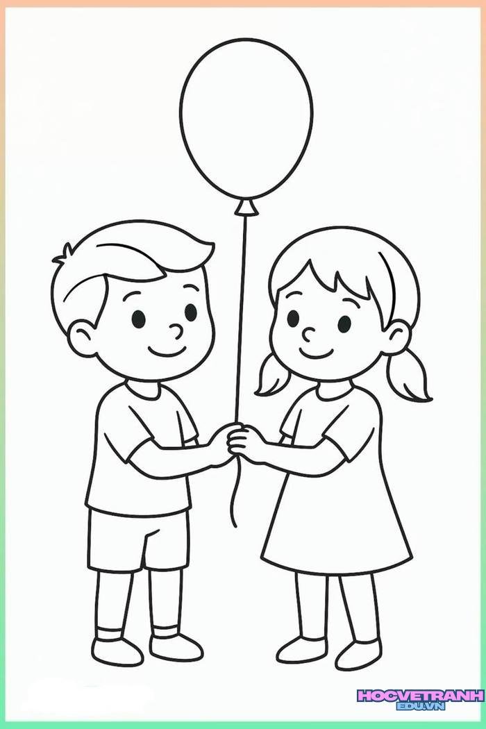 tranh tô màu bạn trai bạn gái dễ thương nhất