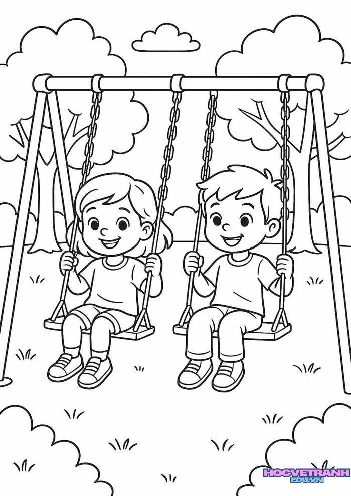 tranh tô màu bạn trai bạn gái dễ thương