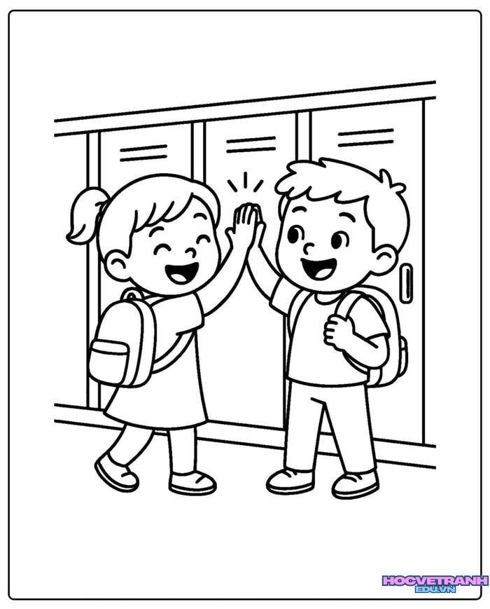 tranh tô màu bạn trai bạn gái xinh nhất