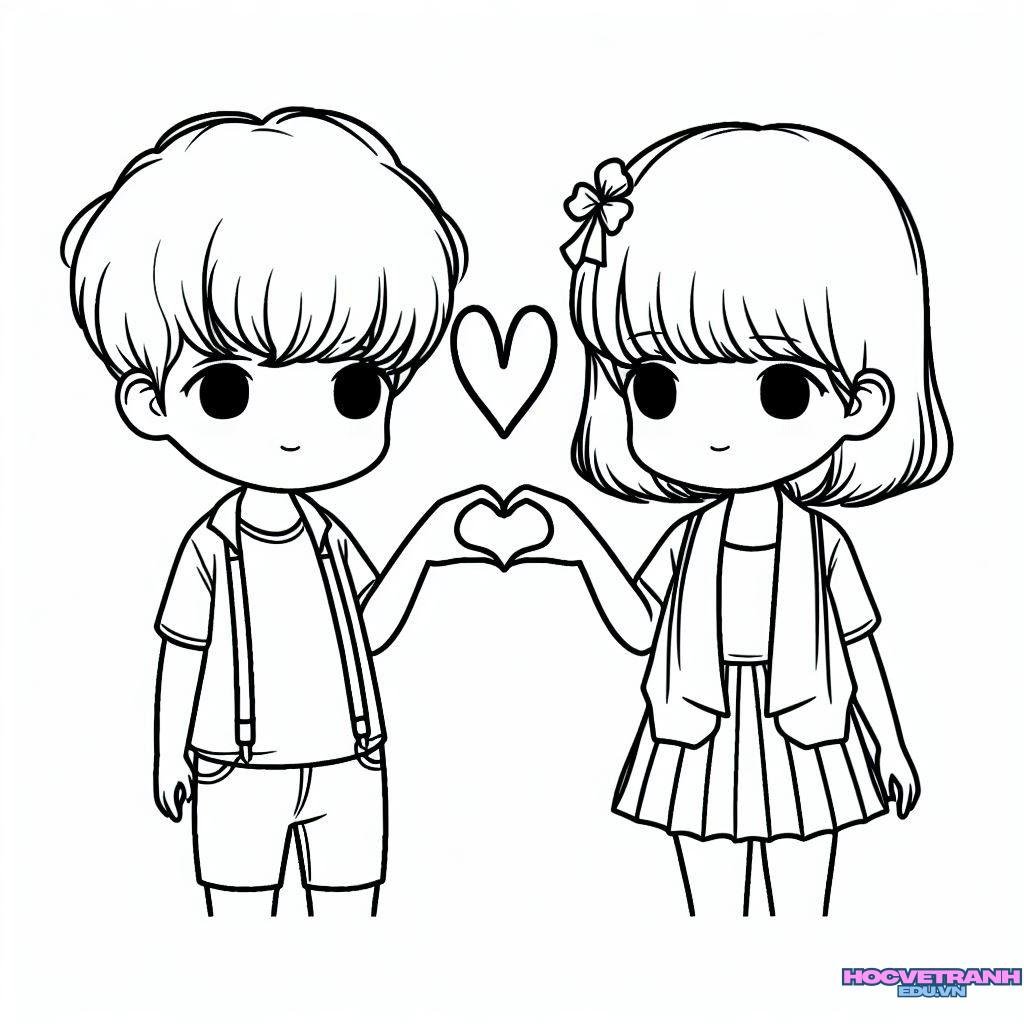 tranh tô màu bạn trai bạn nữ