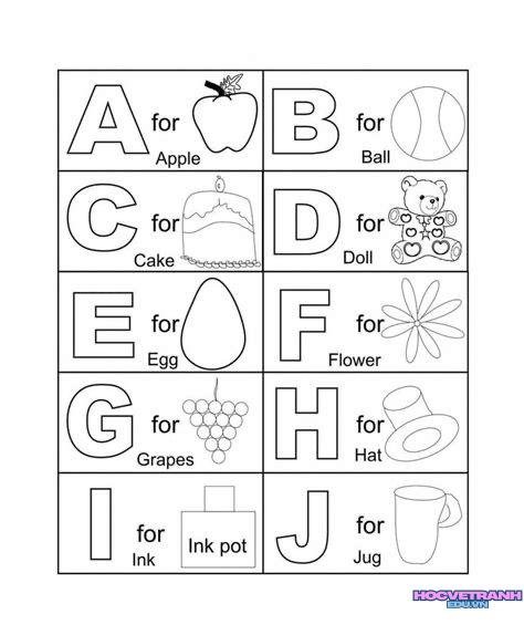 tranh tô màu bảng chữ cái