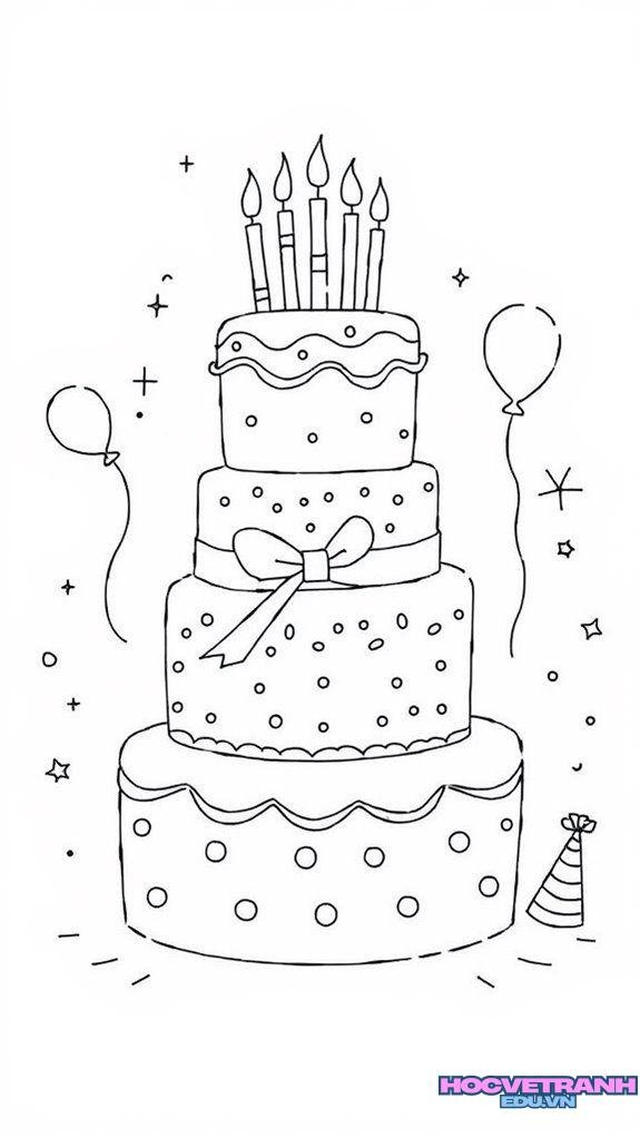 tranh tô màu bánh kem dễ vẽ