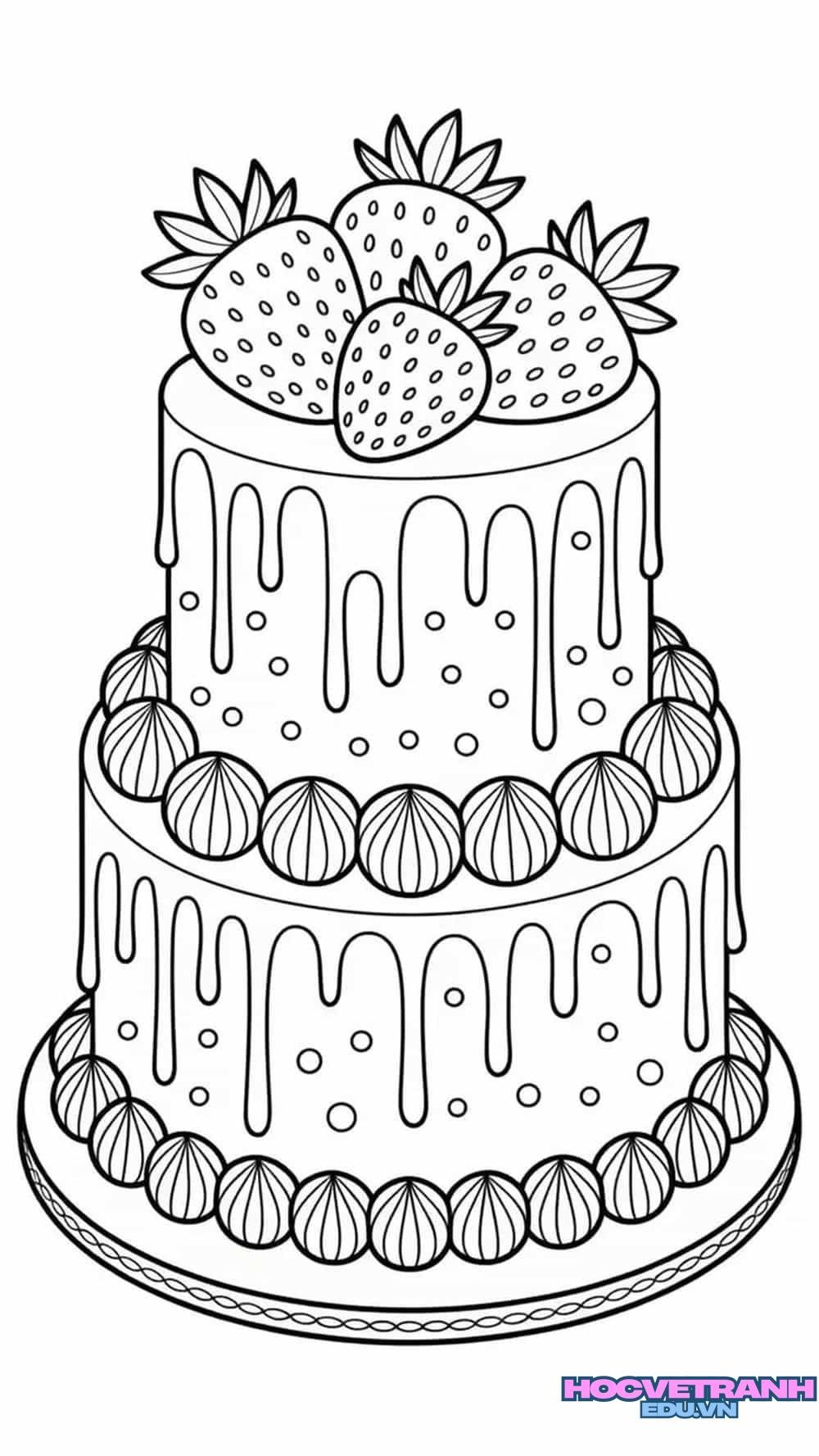 tranh tô màu bánh kem đẹp