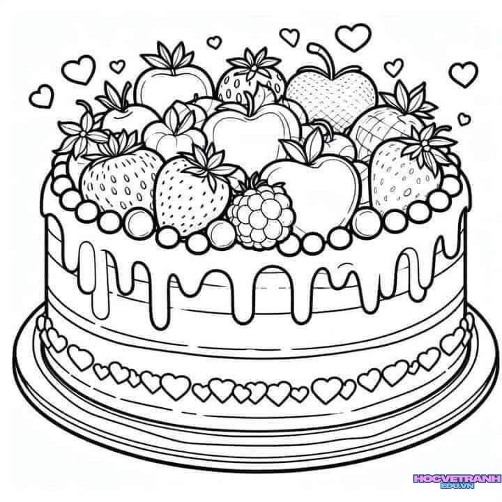 tranh tô màu bánh kem đơn giản