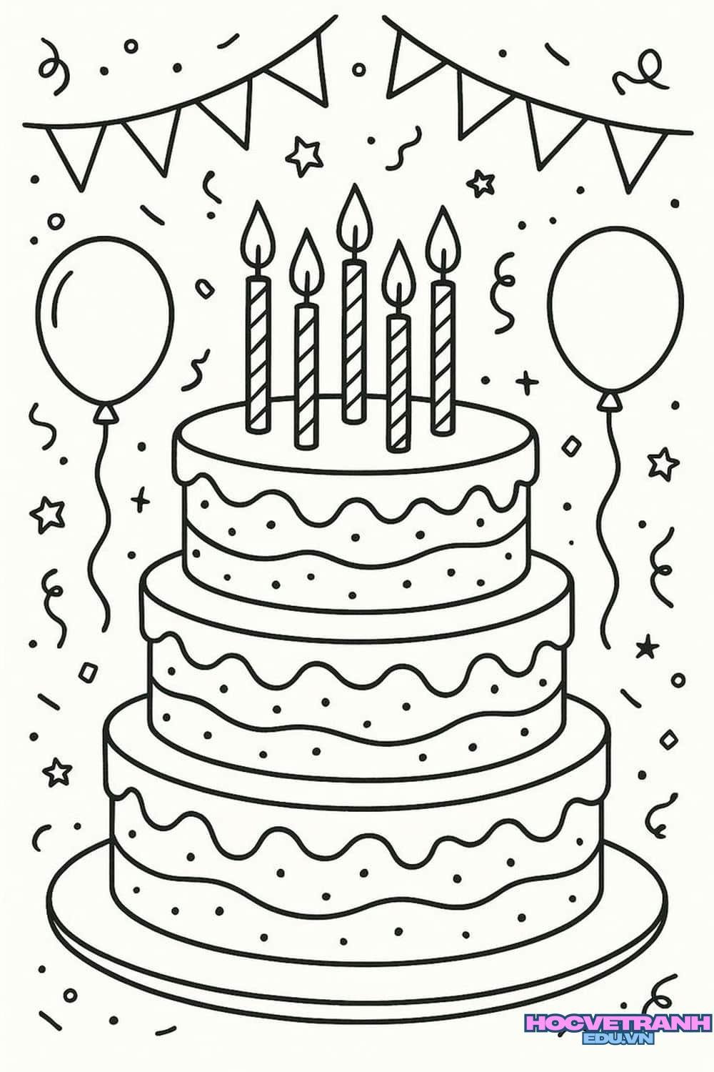 tranh tô màu bánh kem ngộ nghĩnh