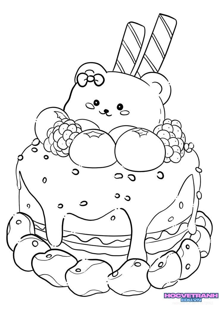 tranh tô màu bánh sinh nhật cho bé