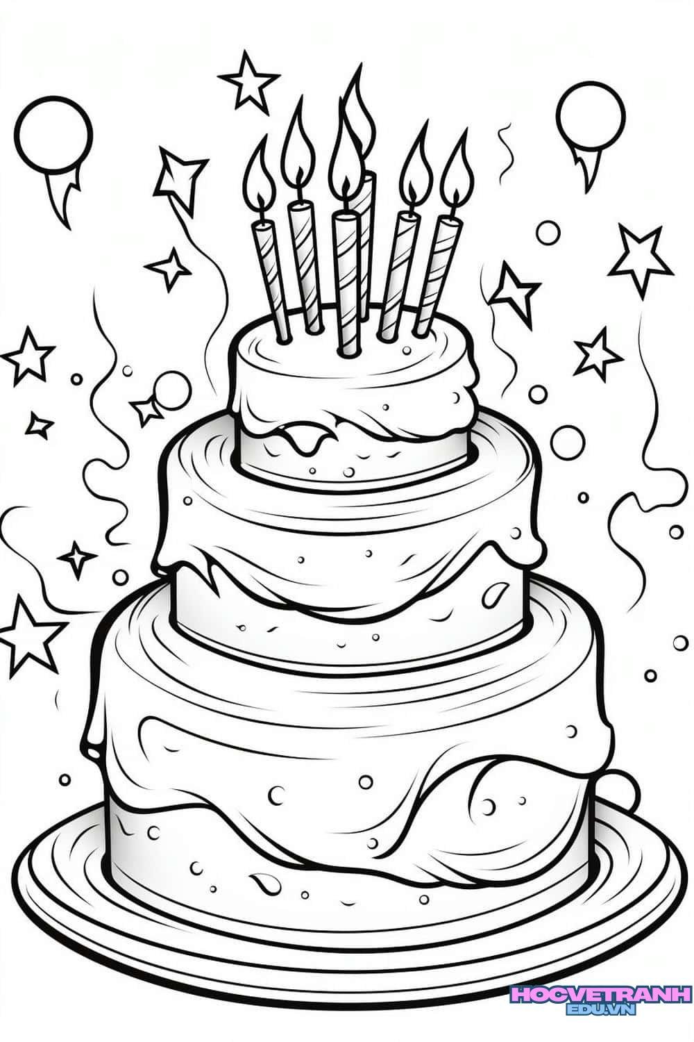 tranh tô màu bánh sinh nhật đẹp