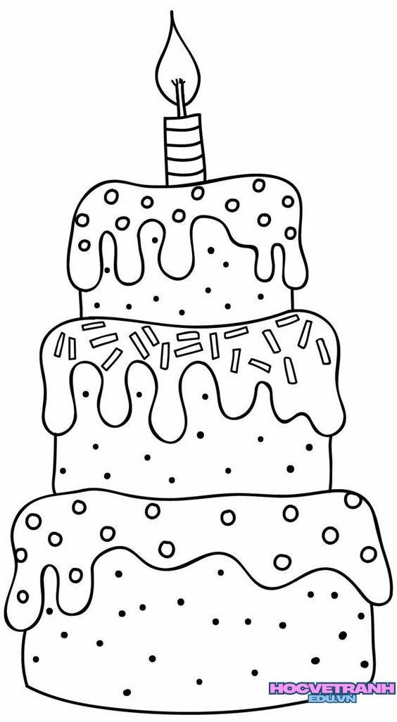 tranh tô màu bánh sinh nhật xinh