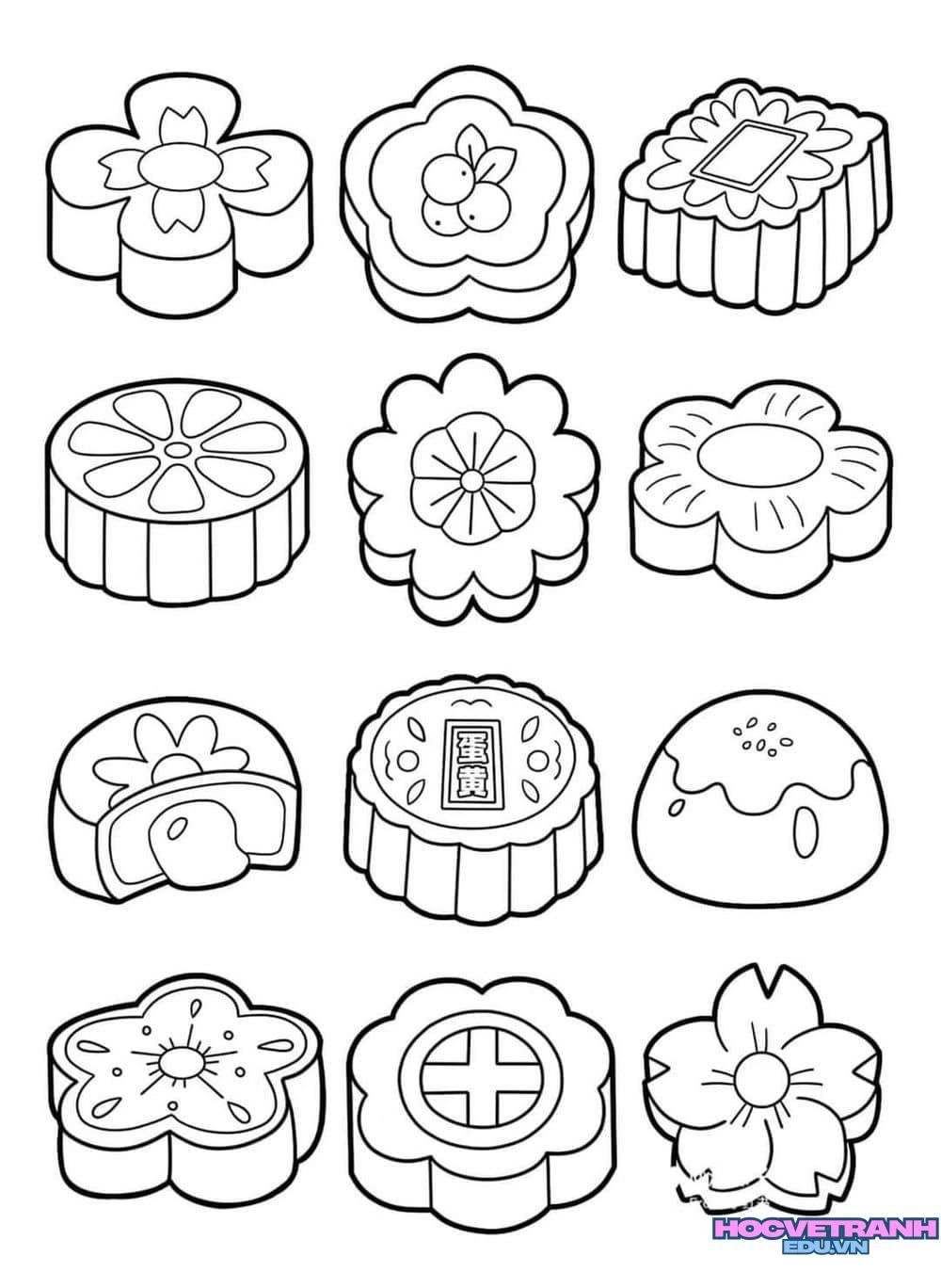 tranh tô màu bánh trung thu