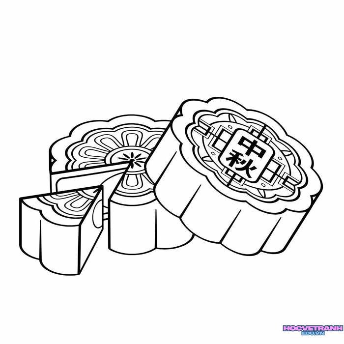 tranh tô màu bánh trung thu cute nhất
