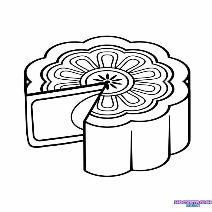 tranh tô màu bánh trung thu đẹp xinh