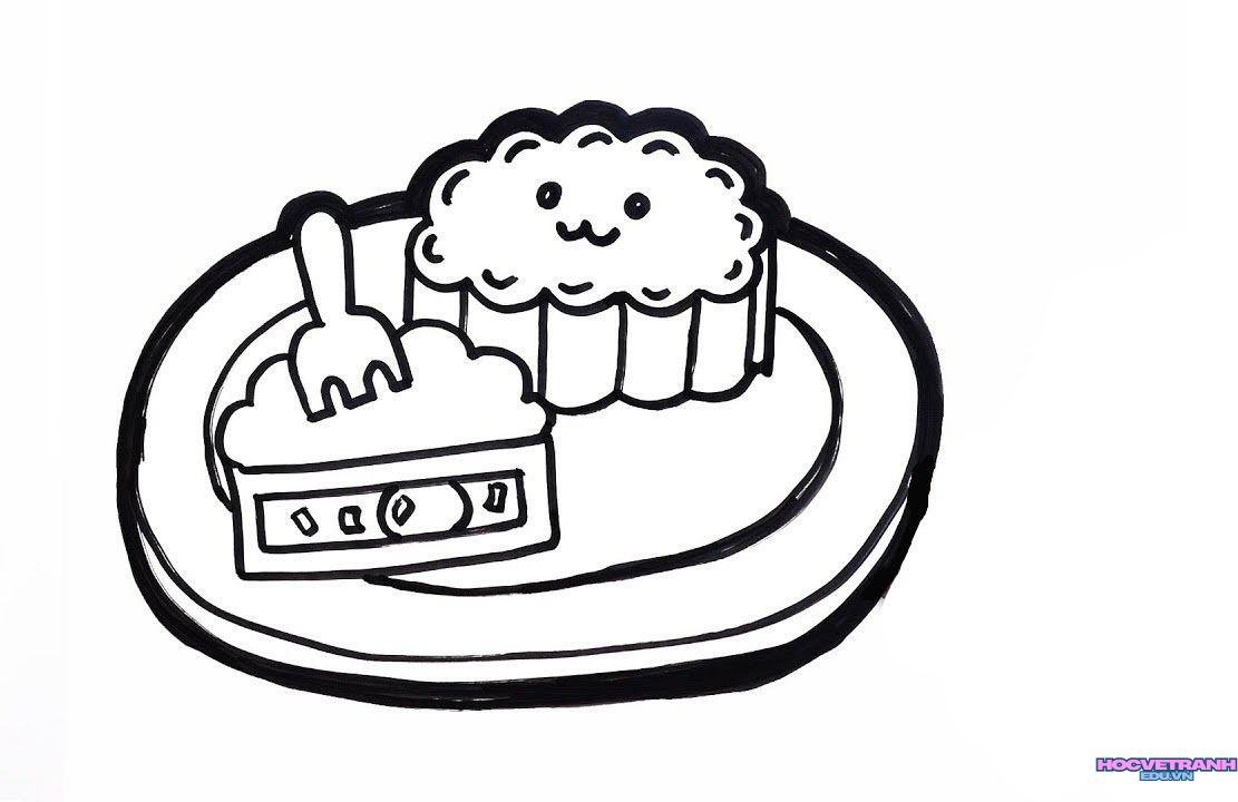 tranh tô màu bánh trung thu đơn giản