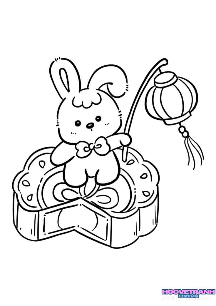 tranh tô màu bánh trung thu hiện đại