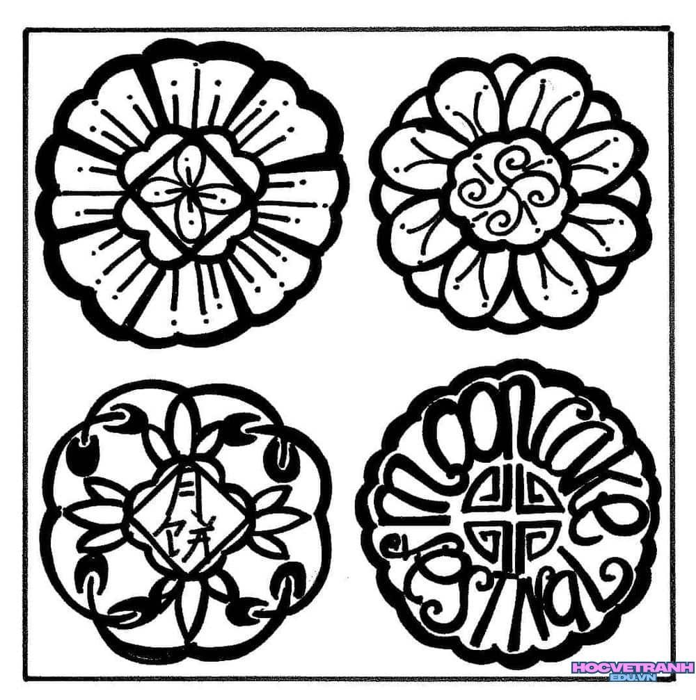 tranh tô màu bánh trung thu sáng tạo