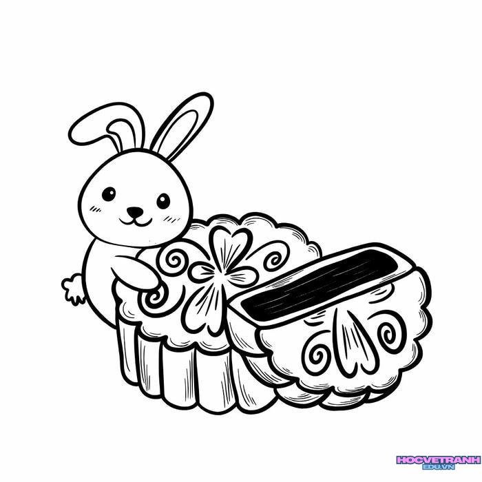 tranh tô màu bánh trung thu siêu cute