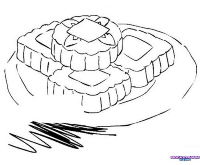 tranh tô màu bánh trung thu truyền thống