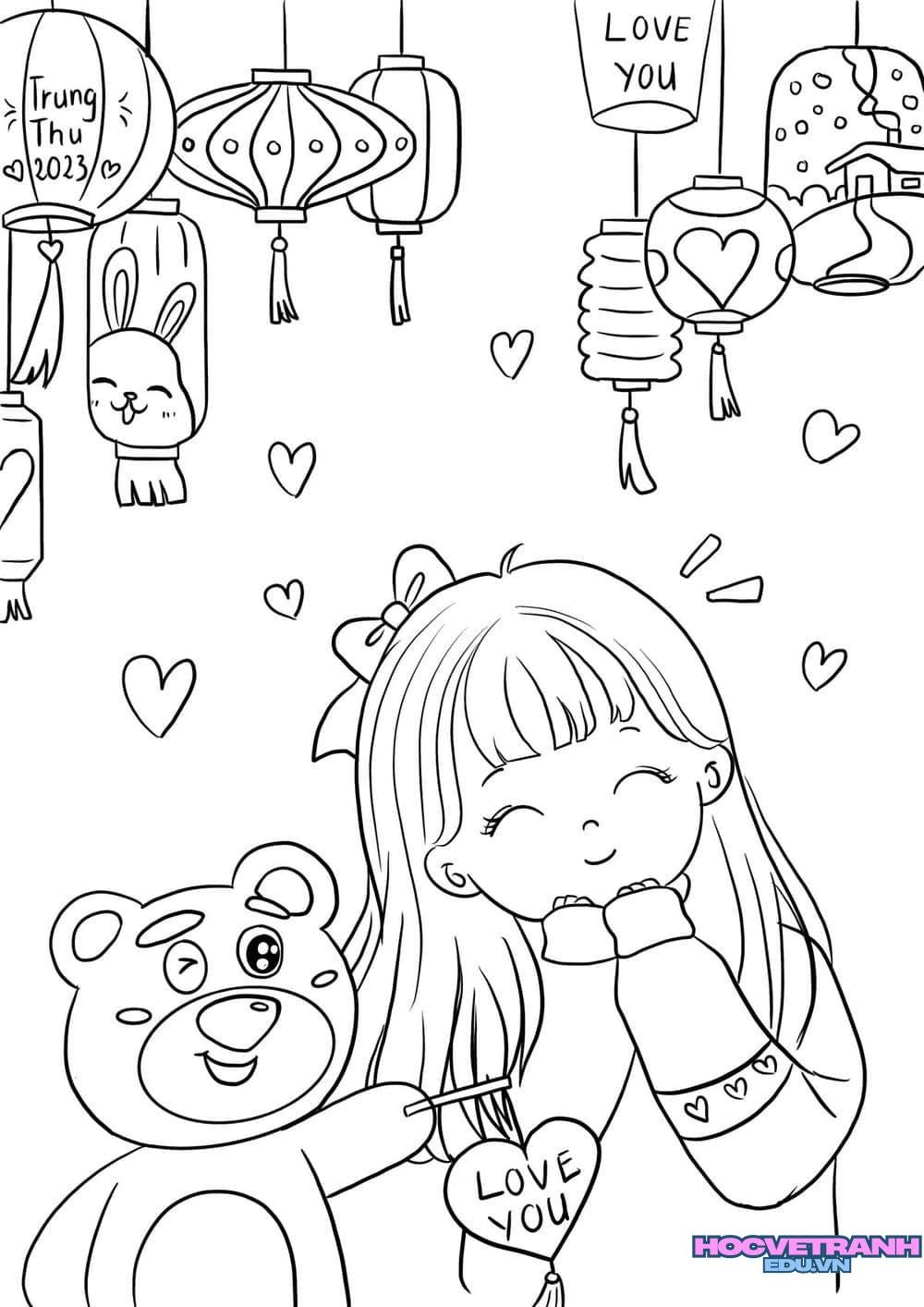 tranh tô màu bánh trung thu xinh