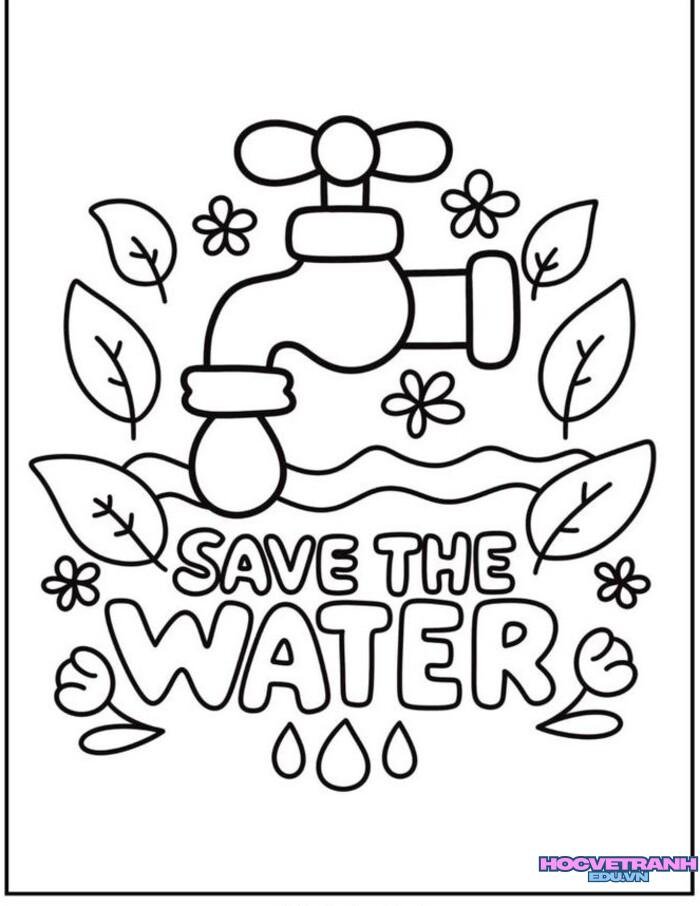 Cute Earth Day Coloring Pages – Save the Water Coloring Page